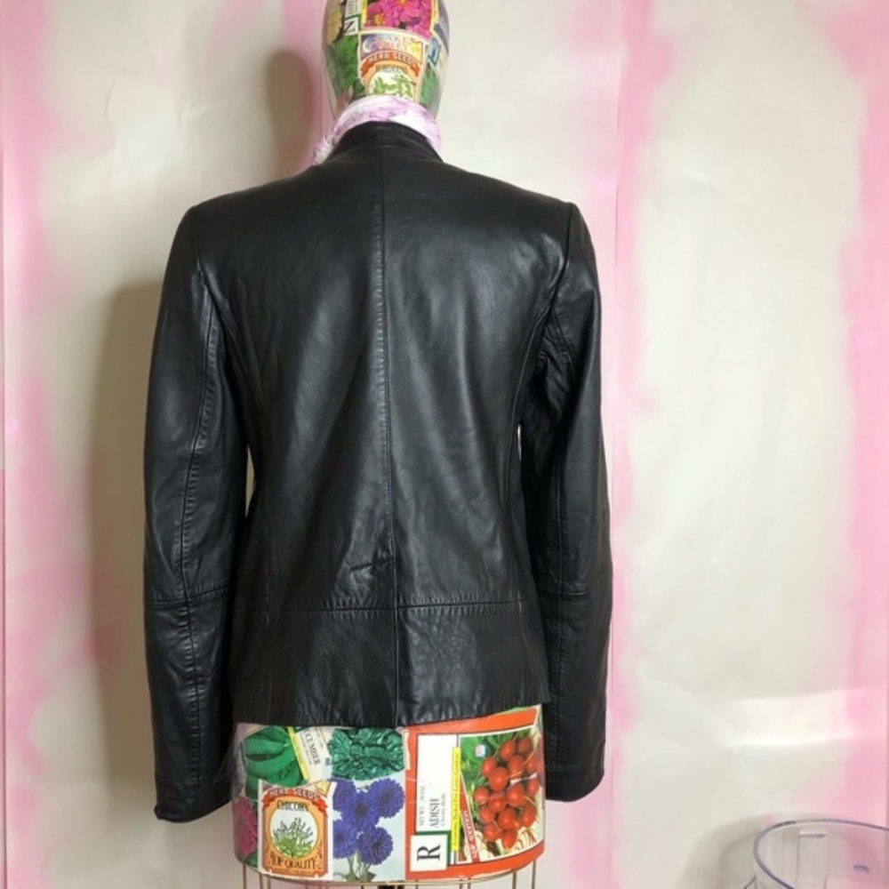 French ConnLondon Leather Tuxedo Biker Moto - Picture 5 of 8